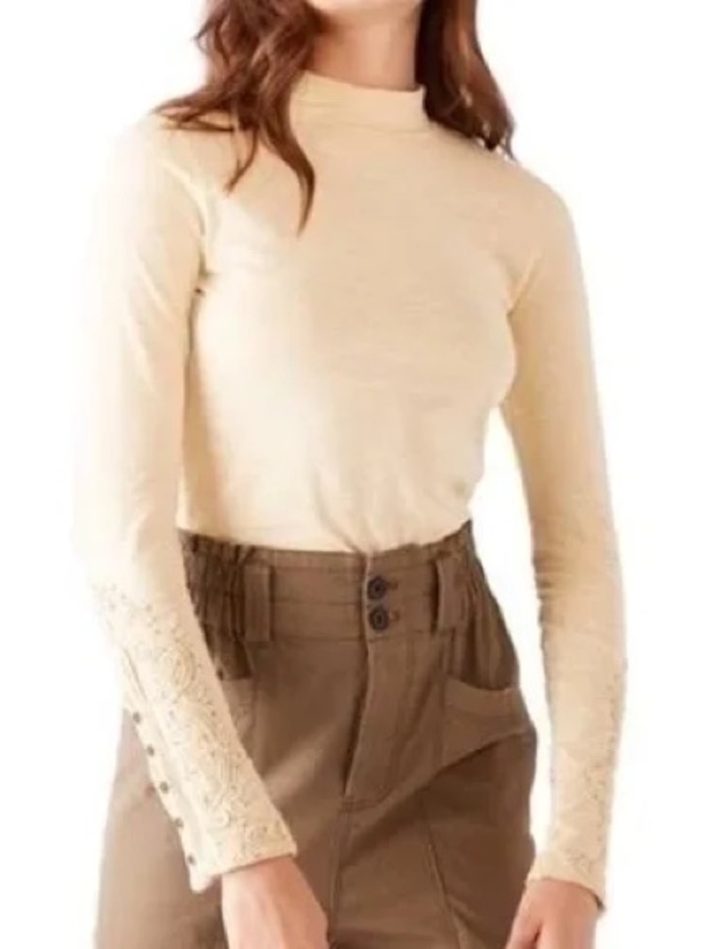 We The Free "Hooked On You" Top Features Embroidered Cuffs And Button Details - Picture 2 of 4